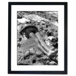 Beach sunbather offering lift to Boston for one or two passengers Framed Print