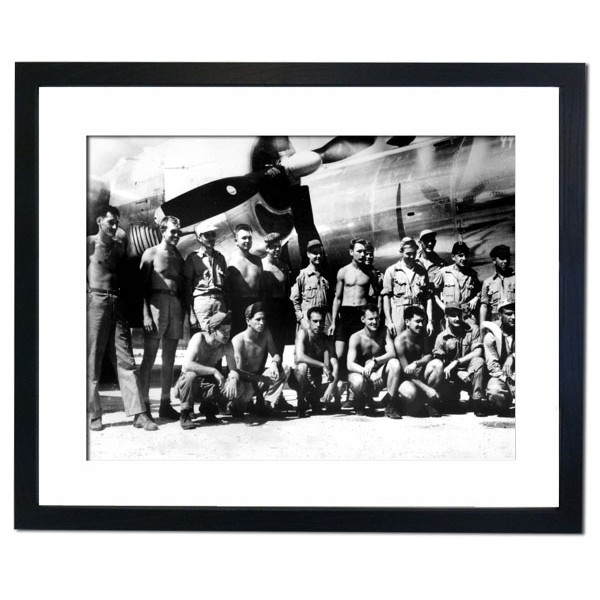 Ground & flight crew of the B-29 "Enola Gay" after the first Atomic Bombing mission on Hiroshima, 1964 Framed Print