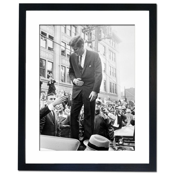 John Kennedy standing on a car downtown Aliquippa , 1962 Framed Print