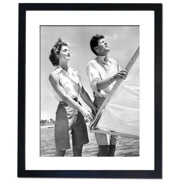 John Kennedy with Jaqueline Bouvier his fiancee, 1953 Framed Print