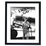 Paul Tibbets standing in front of the B-29 Enola Gay, 1945 Framed Print