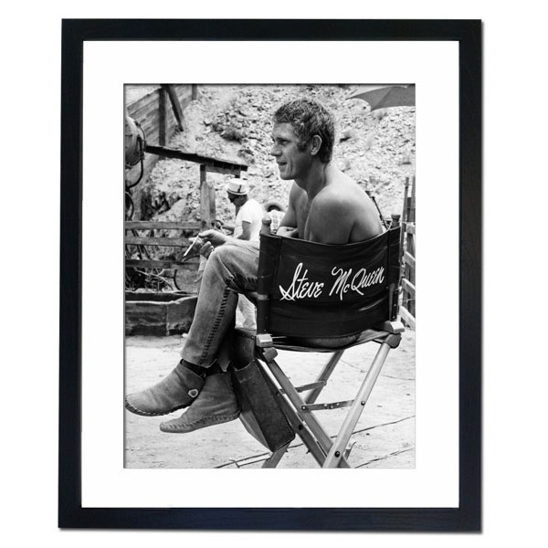 Steve McQueen taking a break, 1966 Framed Print