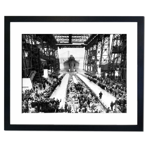 The world's largest Battleship, slides into the East River, Brooklyn New York 1944 Framed Print
