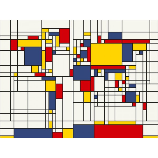 Michael Tompsett - World Map Abstract Mondrian Style