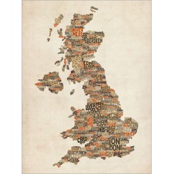 Michael Tompsett - Great Britain UK City Text Map