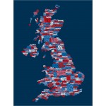Michael Tompsett - Great Britain UK City Text Map (Blue)