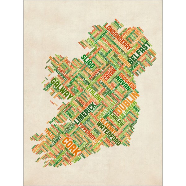 Michael Tompsett - Ireland Eire City Text Map