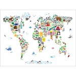 Michael Tompsett - Animal Map of the World for children and kids (White)