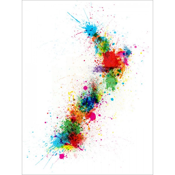 Michael Tompsett - New Zealand Paint Splashes Map