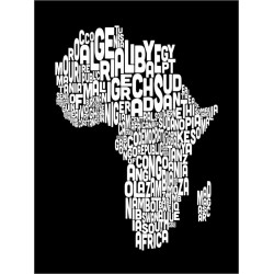 Michael Tompsett - Map of Africa Text Art (Black & White)