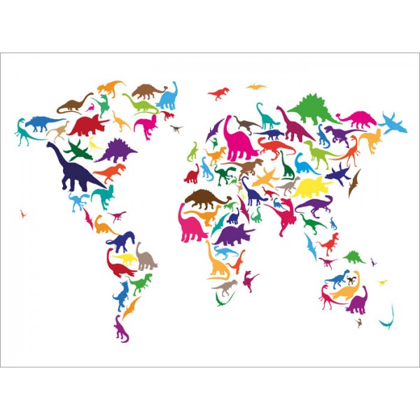 Michael Tompsett - Dinosaur Map of the World Map (Small)