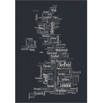 Michael Tompsett - Great Britain UK City Text Map (Black & White)