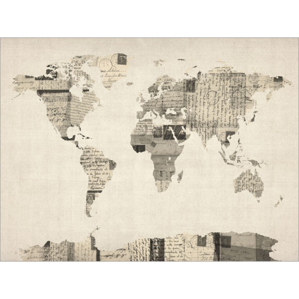 Michael Tompsett - Map of the World Map from Old Postcards