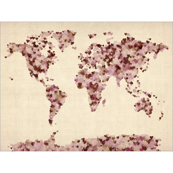 Michael Tompsett - Love Hearts Map of the World Map