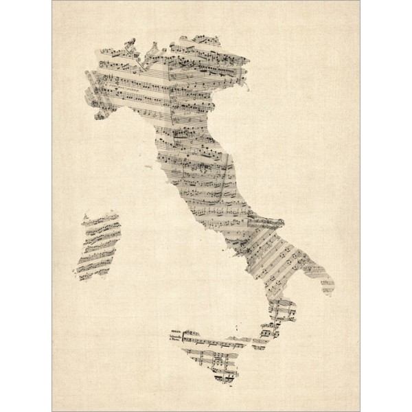 Michael Tompsett - Old Sheet Music Map of Italy Map