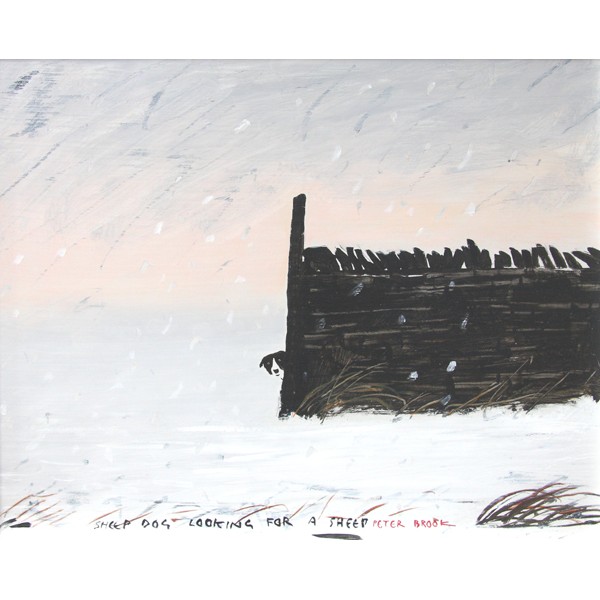 Peter Brook RBA - Sheepdog Looking for a Sheep (Embellished)