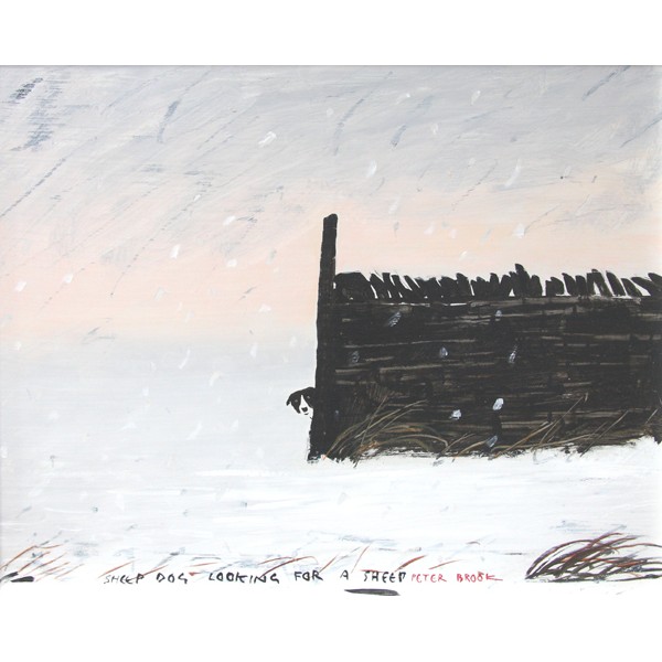 Peter Brook RBA - Sheepdog Looking for a Sheep (Embellished)