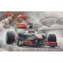 Stephen Doig - Victory in Shanghai - Jenson Button & Lewis Hamilton (Large)
